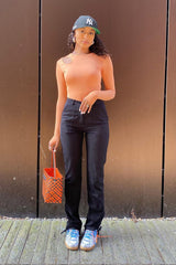 Orange Keyhole Cut Out Slinky Bodysuit - Elidia