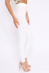 White Tapered Trousers With Gold Buckle - Zyana