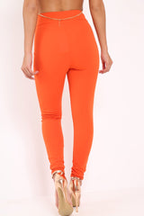 Orange Tapered Trousers With Gold Buckle - Zyana