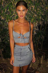 Gingham Tie Front Crop Top - Zyra